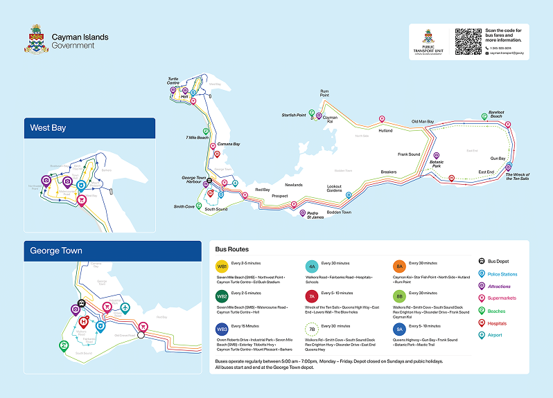 Cayman Islands Public Transport Unit Launch of New, Easy-to-Read Bus Route Maps Take Effect