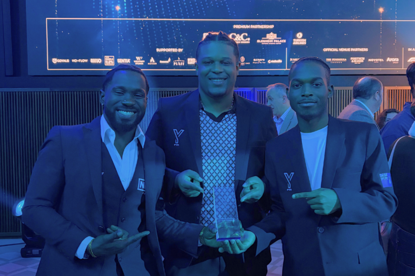 (L-R) Award-winning Mixologist Kody Wright , Chef Kristofer Mason and Waiter Daniel Ancel, at the YYY Global Finals in London