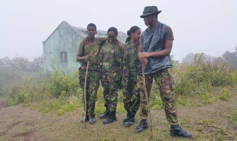 Four army cadets in training