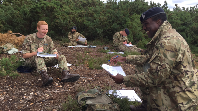 Sharing a laugh during training
