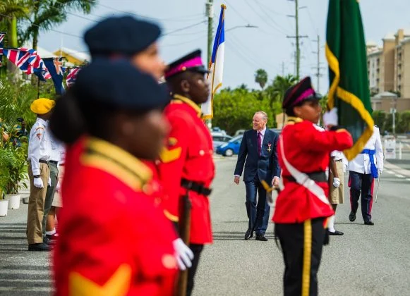 Cayman Islands Cadet Corps with flag