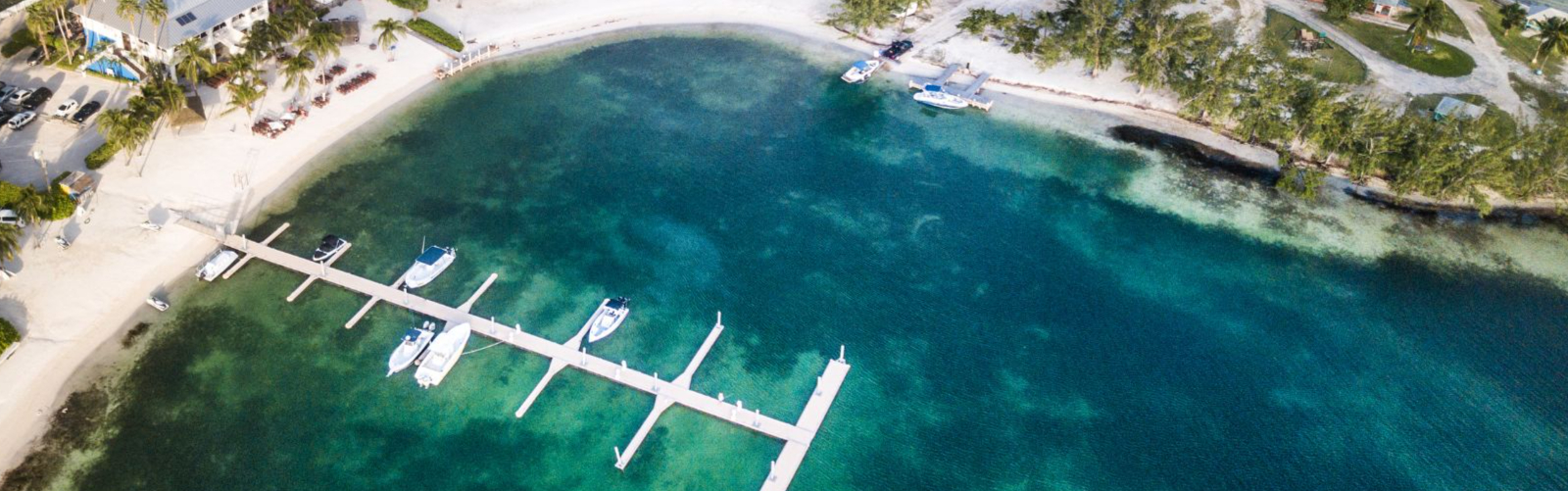 Aerial Photo of a dock in the Cayman Islands as part of the Coastal Works page.