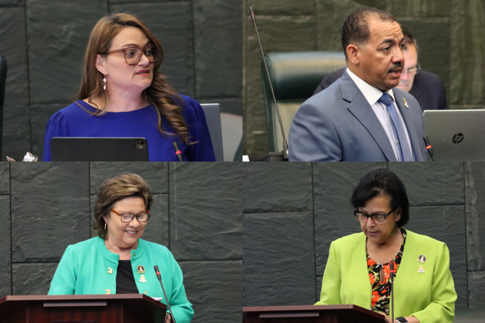 Parliament - Ministers Katherine Ebanks Wilks, Rolston Anglin and PS Heather Bodden and Julie Hunter