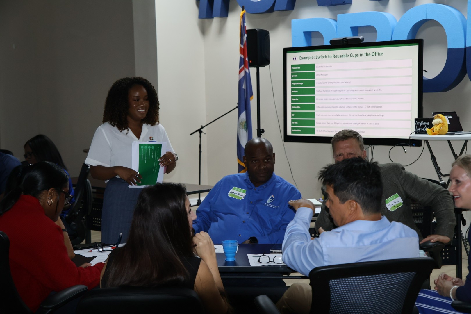 Shanelle Lalor presenting the Project on a Page template.